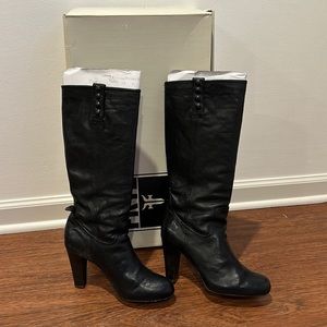 Frye Miranda Stud Tall Black Leather Boots 7.5 7 1/2 Hell Heels